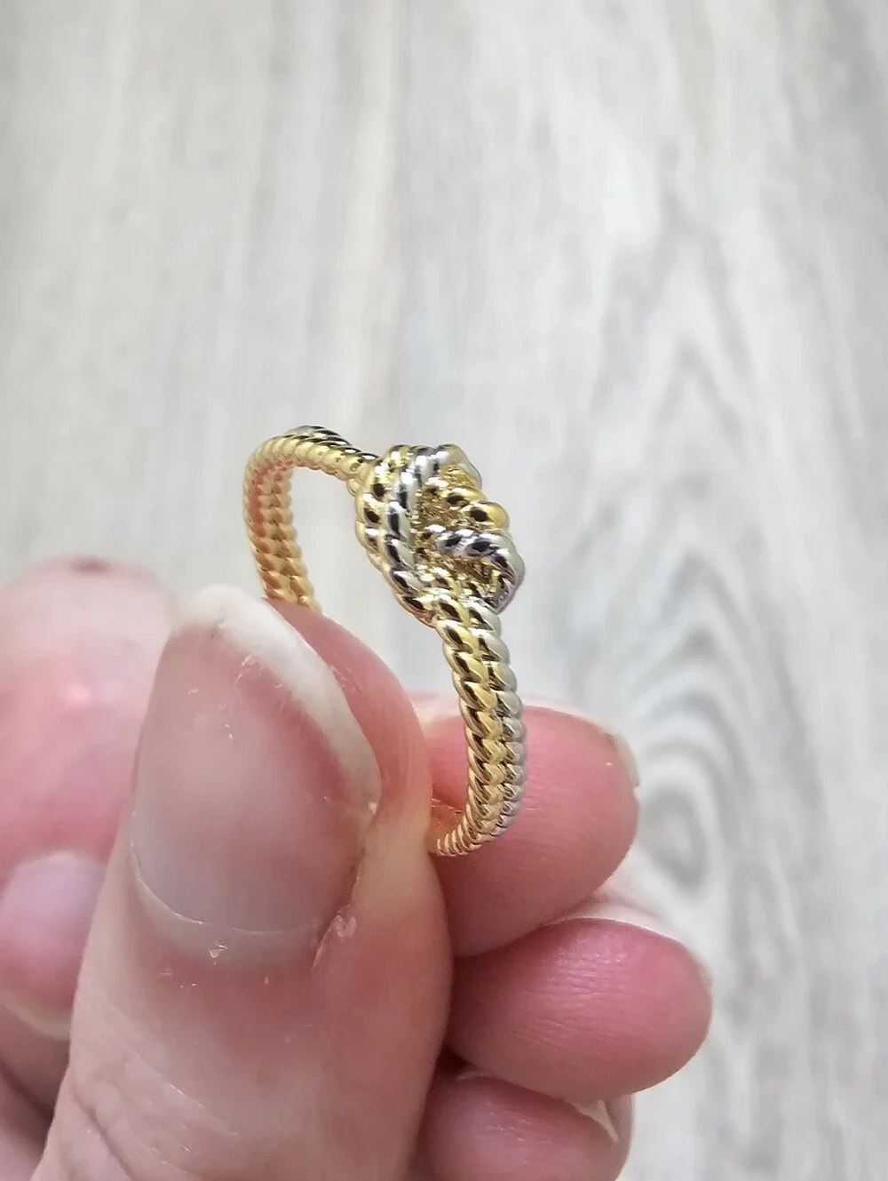 Dainty Two Tone Knotted Rope Ring